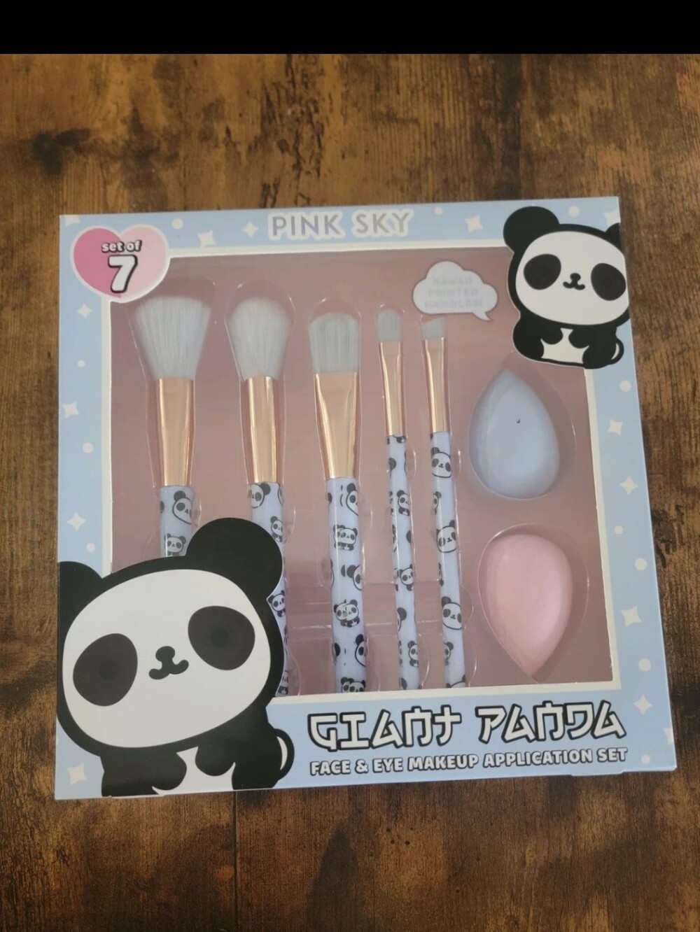 Panda Makeup Brush & Sponge Set - Pink & White